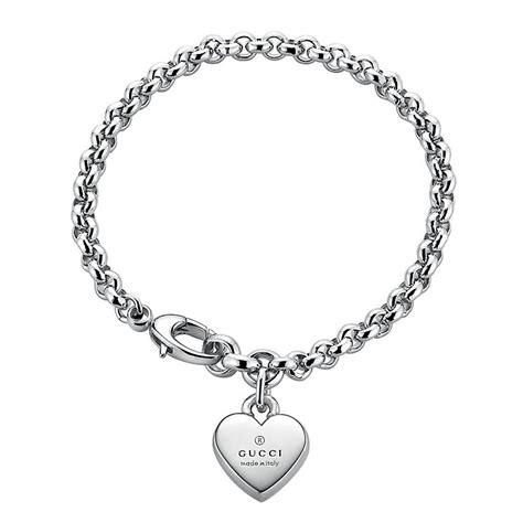 gucci trademark sterling silver heart motif bracelet|heart necklace with Gucci trademark.